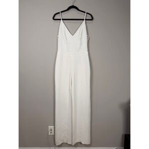 Karina‎ Grimaldi White Jumpsuit w/ Side Cut-Outs Size Medium